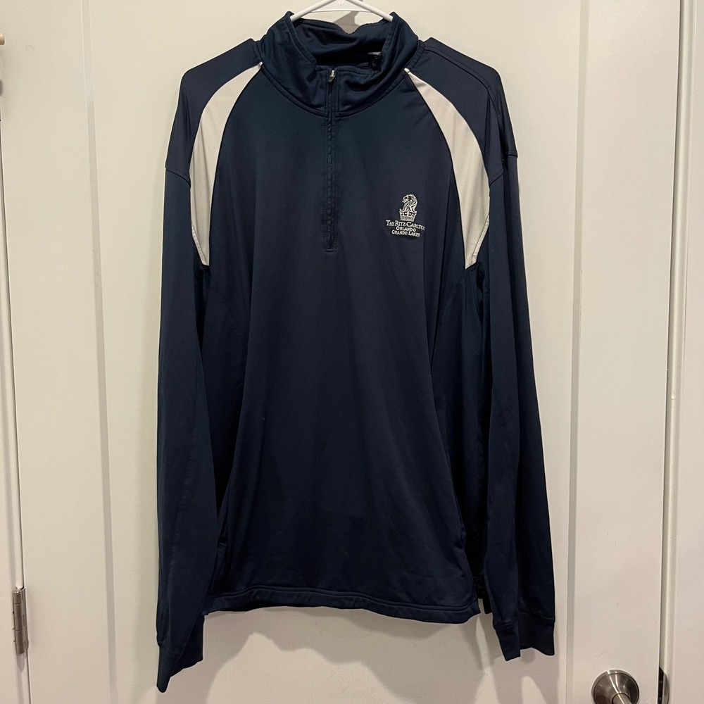 Oxford Golf Super Dry Ritz Carlton Orlando Quarter Zip Pullover Navy Mens XL